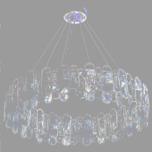 Ljuskronor ledde modern rund lyxig kristallsilverkronkrona Art Minimalism hängande ljus krom lampan fixtur för matsal vardagsrum
