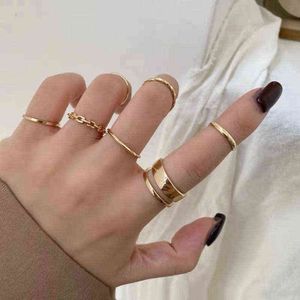 Gold Simple Rings Set For Women Girl Gift Trendy Punk Gothic Hip Hop Knuckles Rings Steampunk Rock Cool Party Jewelry Wholesale G1125