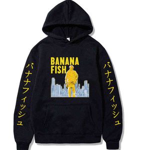 Anime Muz Balık Cosplay Hoodie Kapşonlu Kazak Rahat Üst Bayanlar / Erkekler Kazak Harajuku Boy Baskılı Hoodie Y1120