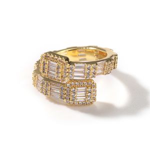 18-Karat-Gold galvanisierte Kupfer-Mikro-Intarsien-T-Zirkonia-Ringe für Männer und Frauen