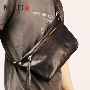 HBP Aetoo Mäns Läder Breast Bag, Fashion Trend Multi-Functional Slant Bag