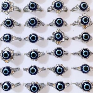 Bulk lots 50pcs Evil Devil's Eye Ring Hip hop Gothic Vintage Silver Alloy Rings Male Female Fashionable Party Jewelry