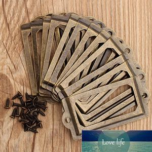 12Pcs Antique Brass Metal Label Pull Frame Handle File Name Card Holder Furniture Hardware For Furniture Cabinet Drawer Box Case