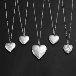 Photo Locket Necklace Can Put Photo Heart Shaped Family Pendant Necklace For Women Men Chirdren Christmas Gift G1206