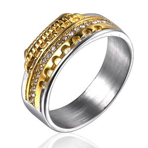 Wedding Rings Hip Hop Mäns Ring Rostfritt stål Guldfärg Crystal Rhinestone Ancient Salomon Temple för män Kvinnor Religiösa Smycken