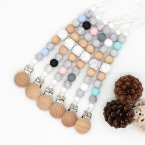 DIY Baby Clip Chain Holder Wood Beaded Pacifier Soother Holder Clip Nipple Teether Dummy Strap Chain Good quality A8712 342 Y2