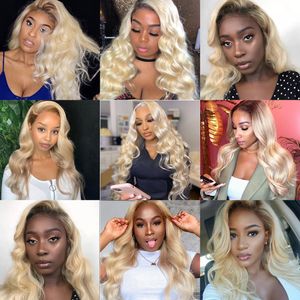 2021 European and American wig fashion leisure women 613 blond long curly hair temperament big wave real human hairr wigs set High quality.