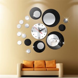 Wall Clock Quartz Clock Home Decoration Acrylic Mirror 3D DIY Wall Sticker Clock Unique Design Living Room Removable Art Decor 210310