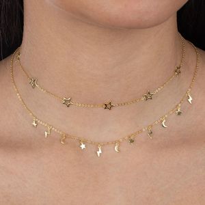 Delikatny Dainty Classic Classic 925 Sterling Biżuteria Silver Tiny Hollow Star Charm Cienki Srebrny Link Łańcuch Star Choker Naszyjnik 925 q0531