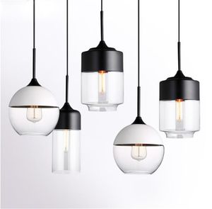 Modern led pendant lights lamp nordic clear/amber glass lampshade hanging lamps for restaurant cafe dining room lighting fixture