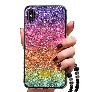 Diamond Phone Fodral för iPhone 12 Pro max 11 x XS XR 7/8 Plus Gradient Bling Glitter Protective Back Cover