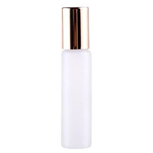wholesale hot Refillable 10ml Roll On Frosted Glass Fragrance Perfume Bottles Steel Metal Roller Ball Essential Oil Bottle