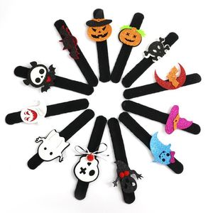 Halloween Slap Bracelet Party Decoration Bat Pumpkin Ghost Shape Series Clap Plush Pat Hand Circle Toy Bangle For Children