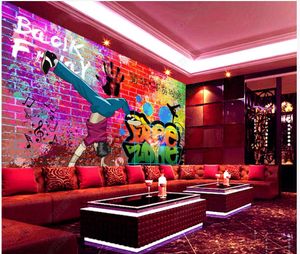 Papel de parede para celular para paredes 3d fotopers de parede Murais Modern europeu e americana tendência rua graffiti ktv bar fundo wall papers decoração