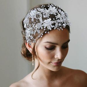 Headpieces TRiXY H283 Luxury Flower Forehead Wedding Hair Accessories Bridal Crown Pageant Big Headband Crystal Hairbands Piece