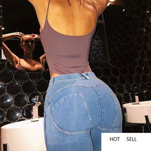 Mulheres Blue Jeans Slim Fit Yoga Calças Alta Ascensão Preto Skinny Denim Melhores Jeggings