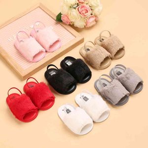Summer Soft Hair Style Classic Baby Girl Slipper Sandals Breathable Baby Fur Shoes Simple Elastic Sandals Princess Baby K626