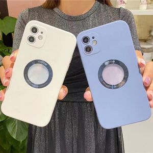 Flüssige Silikon-Handyhüllen für iPhone 12 11 Pro Max, Objektiv-Kamera-Schutz, weiche TPU-Abdeckung