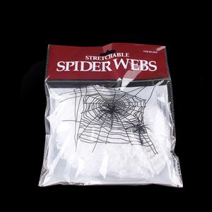 Halloween Scary Party Scene Props White Stretchy Cobweb Spider Web Horror Decoration For Bar Haunted House H0916