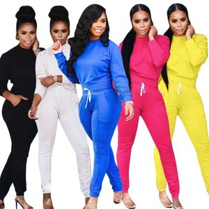 Designers Women Clothes 2021 fashion casual sports solid color long sleeve pants set
