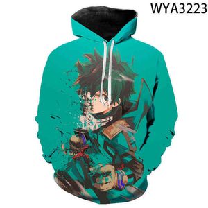 Anime My Hero Academia Bluzy 3D Drukowane Mężczyźni Kobiety Dzieci Bluzy Chłopiec Dzieci Dzieci Streetwear Pullover Topy Mężczyźni Odzież Y211122