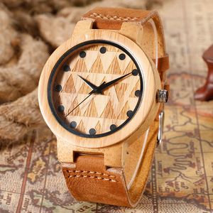 Moda Ahşap Saatı Ile Hakiki Deri Yaratıcı Işık Bambu İzle Kadın Erkek Relojes de Madera Için