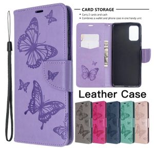 حالات هاتف المحفظة لـ Samsung Galaxy S23 S22 S21 S20 Note20 Ultra Note10 Plus - Butterfly Pu Leather Flip Kickstand Case مع فتحات البطاقة