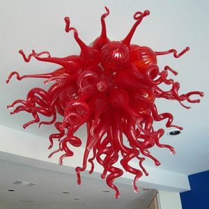 Lampada a sospensione da pranzo vintage Lampadario in vetro soffiato a bocca Luci Lampadari a soffitto moderni di colore rosso per la decorazione artistica di hotel domestici 60 CM