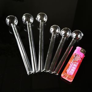 4 Inch 6 Inches Clear Pyrex Glass Oil Burner Pipe Straight Tube Type Smoking Pipes Mini Small Spoon Handpipe Smoking Accessories