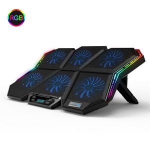 Gaming RGB laptop 12-17 inch Led Screen Laptop cooling pad Notebook cooler stand with Six Fan and 2 USB Ports