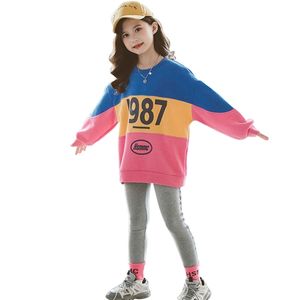 Abbigliamento per bambini Completi patchwork per bambina Felpa + leggings Completi per abbigliamento Primavera Autunno Completi per bambini 210527