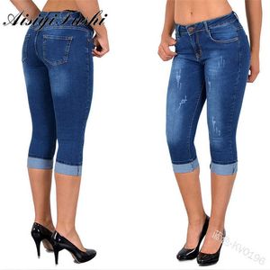 Aisiyifushi Lato Czarne Dżinsy Kobiety Slim-Fit Slial Mom Dżinsy Spodnie Stretch Dna Feminino Skinny Jeans Kobiety Plus Rozmiar 5XL H0908