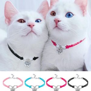 Söt kattkrafter Justerbar Pet Puppy Kattunge Krage Hjärta Tagg Tillbehör Halsband för små hundar Katter Kitty Chihuahua Jlllzm