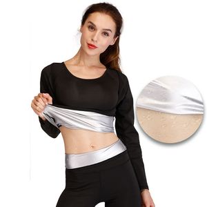 Siyah Uzun Kollu Yoga Üst toptan satış-Siyah Zayıflama Spor Giymek Yoga Kıyafetler Kadın Çiy Göğüs Uzun Kollu Ter Gömlek Kısa Kollu Kadın Eşofman Korse Artı Boyutu XL Tüm Seasons için Uygun