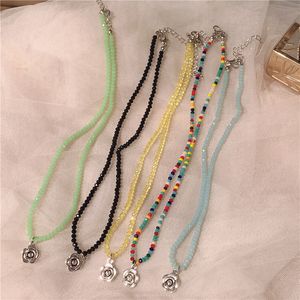 Цветовое цветочное ожерелье для бисера для девушки с сплавным колье с сплавом цветочное колье Цвет Кристаллическое ожерелье