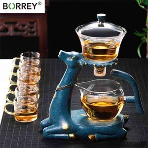 BORREY High Borosilicate Glass Teapot Turkish Drip Pot Infuser Tea Coffee Heat-resistant With Base Puer Kettle 210621