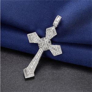 2020 Vintage Diamond CZ Croce pendente 100% 925 Sterling Silver Party Wedding Pendenti con gemme e perle Collana per le donne uomini gioielli moissanite