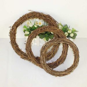 Christmas Decoration 12-25cm Christmas Party Wedding Wreaths Decoration Garland Material Rattan Wreath DIY Wreath Party Y0630