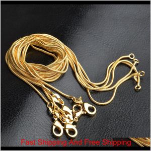 Kampanjförsäljning 18K Gold Chain Necklace 1mm 16in 18in 20in 22in 26in 28in 30in blandad slät orm unisex halsband vymr9