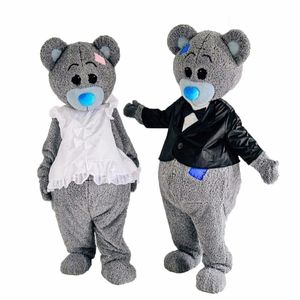 Costume della mascotte dell'orso grigio di Halloween Personaggio dei cartoni animati di alta qualità Personaggio a tema Carnevale Unisex Adulti Vestito da festa di compleanno di Natale