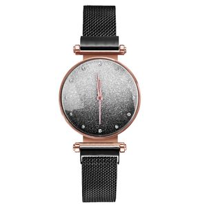 Light Luxury Fashion Fan Women Wristwatches Quartz Glossy Mesh Strap Goddess Watches Trend Magnet Buckle Ladies Watch