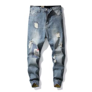 Ny stil av mäns färgglada jeans uthöljda modebyxor Stor S-4XL X0621