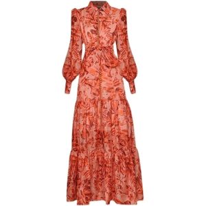 DIDACHARM High Quality Long Dress Fashion Spring Women'S Vintage Elegant Lapel Long Sleeve Button Printing Party Dresses 220311