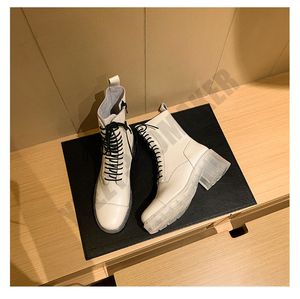 White Crystal Sole 6-tums fotled Stövlar Mellanrör Läder Andas 6cm Tjock Heel Elasticitet Läder Kvinnor Stövlar Premium Boots