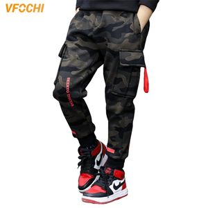 Vfochi новый 4-14T мальчики брюки осень зима густые камуфляж детские брюки подростки теплая одежда эластичная талия мальчик грузовые штаны 210306