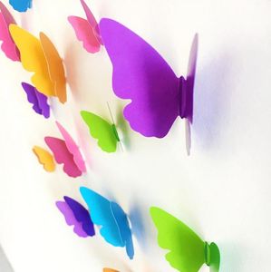 Väggklistermärken PVC Board Folding Stereo Butterfly 3d färg djur restaurang kök kylskåp dekoration sovrum trädgård vattentät