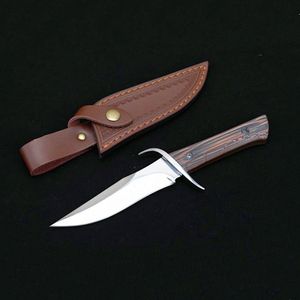 High Quality Outdoor Survival Straight Tactical Knife D2 Mirror Polish Bowie Blade G10 Handle Fixed Blades Knives With Leather Sheath