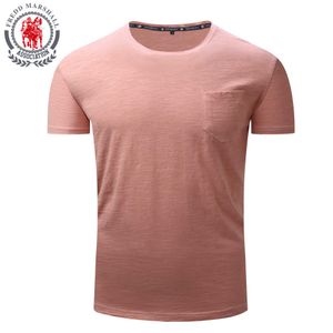 Fredd Marshall Tshirt Erkekler Yaz Tops Beyaz Joggers Slim Fit Kısa Kollu Boş T Gömlek Pamuk Casual Erkek Giysileri EUSize 704 210527