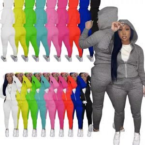 Koşu Takım Elbise Güz Kış Kadın Nakış Sweative Uzun Kollu Eşofman Kapüşonlu Ceket Sweatpants Iki Parçalı Set Kıyafetler Açık Spor Suit 6497