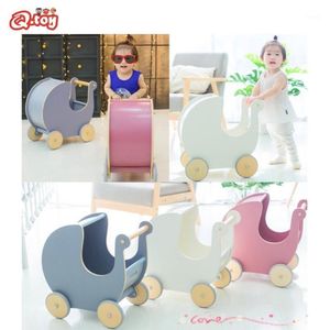 Sports Zabawki Drewniane Walker Ins Styl Push Toy Roll Koszyk Nauka Walk Wood First Step Car Maluch Wózek Baby Wagon Urodziny Boże Narodzenie prezent